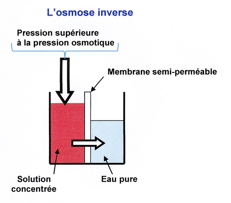 le principe de l'osmose inverse